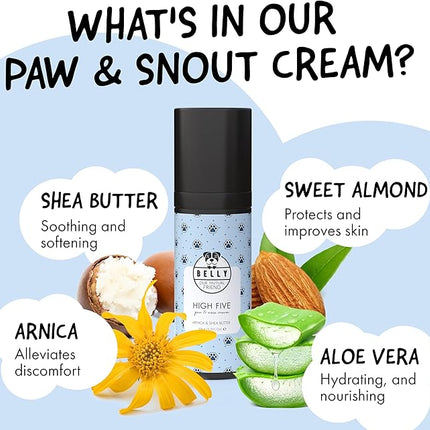 Belly Snout & Paw Cream for Dogs (1.7 oz) - 100% Natural Lick Safe Moisturizer, Soother & Protector for Cracked Paws, Snow & Salt - Fragrance Free - Elbows, Paws & Snout Soother for Dogs