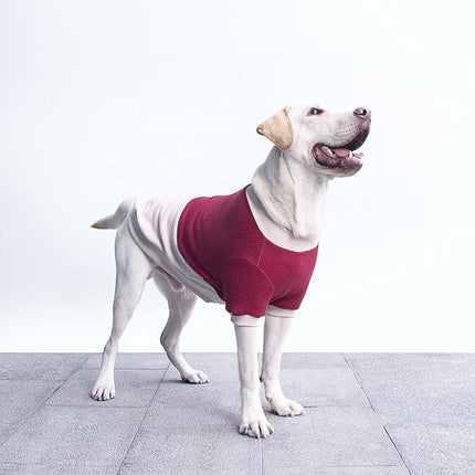Large Dog Color Block Sweaters Warm Clothes Pullover Sweatshirts for Pitbull Labrador, Dark Red Grey, 4X-Large