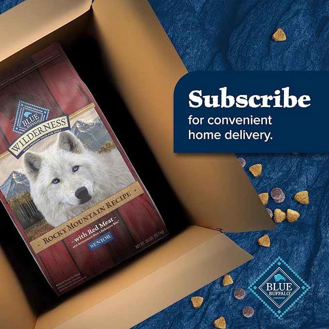 Blue Buffalo Wilderness Rocky Mountain Recipe High Protein, Natural Senior Dry Dog Food, Red Meat with Grain 28 lb Bag