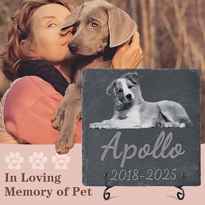 Pet Memorial Stone, Dog Memorial Stone, Dog Memorial Gifts for Loss of Dog, Pet Memorial Gifts, Loss of Pet Sympathy Gift, in Loving Memory Pet - Beloved Pet - Square