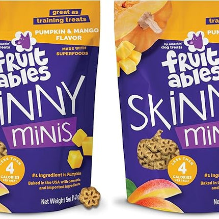 Fruitables Dog Treats, Pumpkin Mango, 5 Ounces | Pack of 2 | Low Calorie | Training Treats | Grain Free