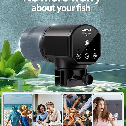 Automatic Fish Feeder Dispenser for Aquarium: 200ml Large Capacity Auto Feeders for Small Tank Turtle Betta Koi - Battery Food Feeding Timer for Flakes Pellet Vacation Weekend Day