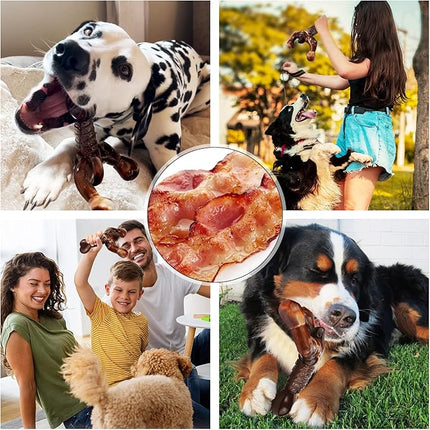 Dog Chew Toys for Aggressive Chewers Almost Indestructible Dog Toys,Bacon Flavor,Tough Dog Bone Toys for Medium/Large Breed Dogs,Best Chew Toys to Keep Them Busy