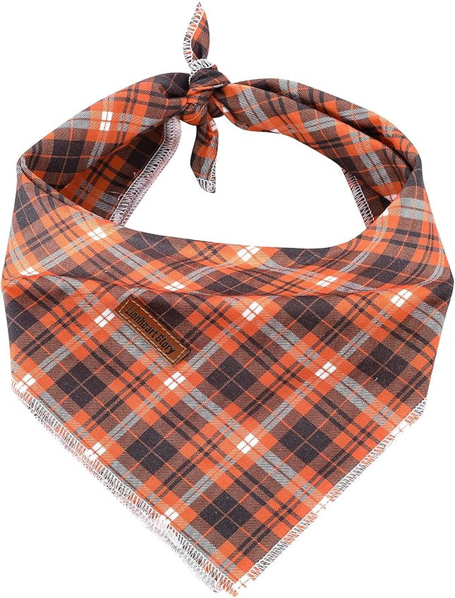 Lionheart glory Fall Dog Bandana 1 Pack Washable Soft Cotton Halloween Bibs Scarf, Adjustable Kerchief Square Dog Bandanas for Small Dogs