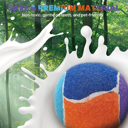 AMA SPORT Squeaky Balls for Dogs 2.5" Small Medium Dog Tennis Balls for Throwing and Fetching Dog Toys for Training, Exercise, High Bouncing 6 Pack Multicolor