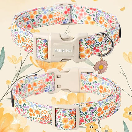 ARING PET Summer Dog Collar-Cute Dog Collar for Small Dogs, Adjustable Cotton Floral Pet Collars Puppy Collar for Small Medium Large Dogs
