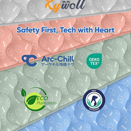 Rywell Dog Cooling Mat 2.0,44 * 32 Thicken Cooling Mat for Extra Large Dog, Internal Waterproof& Endothermic Color Changing Arc-Chill Cool Fiber(QMAX>0.5) for Pet in Summer, Washable, Non-Toxic