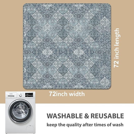 nunubaby Washable Pee Pads for Dogs, Stylish, Non-Slip and Leak-Proof Pee Pads. Reusable Potty Pads for Dogs for Crates and Floors.(Blue/Multi, 72" x72" )