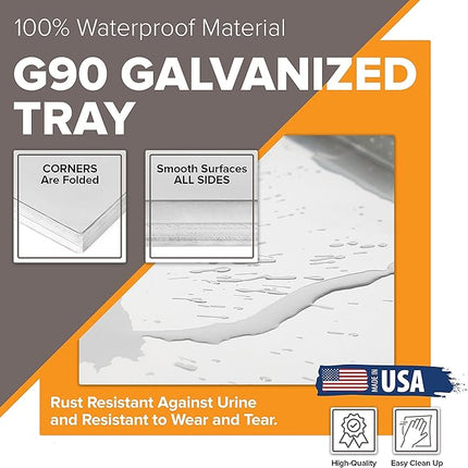 52.5" x 33.13" Metal Replacement Dog Crate Pan Chew Proof Crack Proof Pet Kennel Tray Central Dog Training Crate Pan Pet Supplies, Galvanized, 1" H