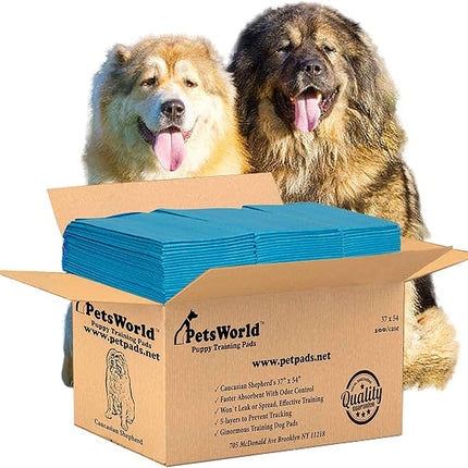 PETSWORLD Enormous Dog Training & Potty Pads, 37x54 inch - Tear Resistant with Strong Leak-Proof Backing, Optional Adhesive Tape, 100 Count