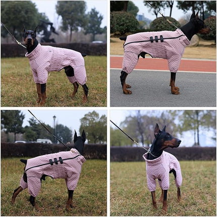 Lotus Warm Dog Coat, Double Layers, Windproof, Waterproof, Reflective, Pink, S - Small to Large Dogs