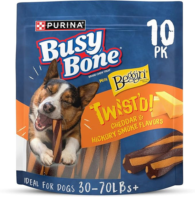 Purina Busy with Beggin’ Twist’d Cheddar and Hickory Smoke Flavors Adult Dog Treat - 10 ct. Pouch