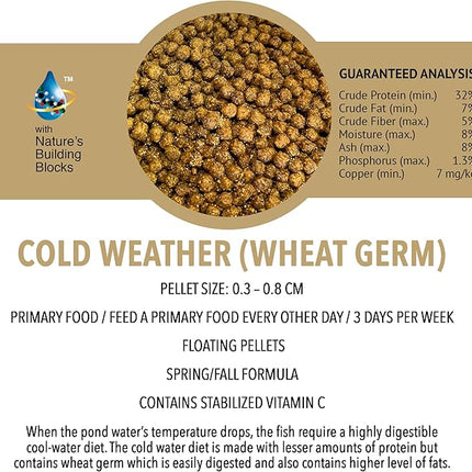 MICROBE-LIFT MLLWGSM Cold Weather Floating Fish Food Pellets with Wheat Germ for Ponds, Water Gardens, and Fountains, for Live Goldfish and Koi, 12 Ounces
