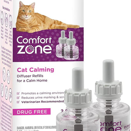 COMFORT ZONE Cat Calming Diffuser Refill, 2 Pack – Cat Calming Pheromone Refills Help Reduce Anxiety, Stress, Scratching, Urine Marking, Aggression, (30-Day Refills, 60-Day Supply)