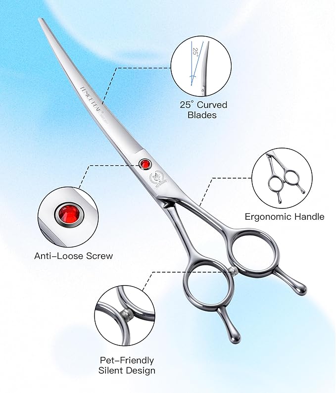 Fenice Peak 6.5" Thinning Scissors for Dog Groming 35 Teeth, 6CR Stainless Steel Dog Grooming Shears, Professional Pet Hair Trimming Thinner Scissor for Face, Body, Paws