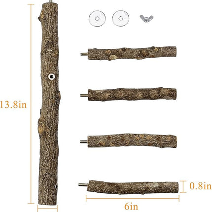 Bird Perch Stand Toy, Natural Wood Parrot Perch Bird Cage Branch Perch Accessories for Parakeets Cockatiels Conures Macaws Finches Love Birds(L: 13.8" Length)