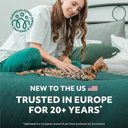 Optimeal Grain-Free Wet Cat Food Pouches – Beef & Rabbit in Savory Gravy, High Protein & Moisture-Rich Tender Morsels, Indoor Adult Cat Food Wet with Natural European Ingredients, 3 oz (Pack of 12)