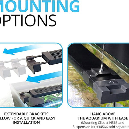 Fluval Aquasky 2.0 LED Aquarium Light – 12W, 15–24" – Adjustable RGB & 6500K White LEDs | App Controlled with Weather Effects | Freshwater & Fish-Only Marine Tanks | Extendable Brackets