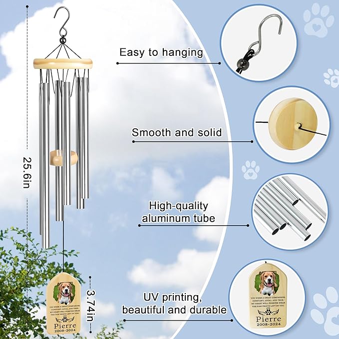 Personalized Pet Memorial Gifts, Pet Memorial Wind Chime, Dog Memorial Gifts, Cat Memorial Gifts, Pet Loss Gifts, Pet Loss Sympathy Gift, Dog Bereavement Gift, Dog Remembrance Gift - Great Companion
