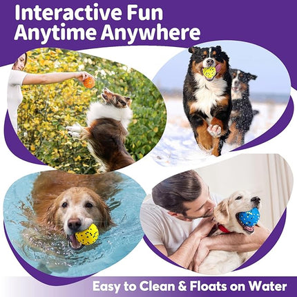 Dog Balls Tennis Ball for Aggressive Chewers, Dog Bouncy Balls Chew Toys Water Toy Fetch Ball for Large Medium Small Puppies, 3 Pack 3.15''