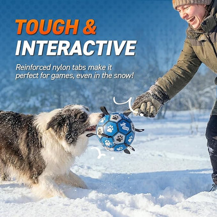 QDAN Dog Balls Toys, Soccer Ball with Straps, Balls for Dogs for Small Medium Puppy, Herding Ball Toy, Birthday Gifts (6 Inch)