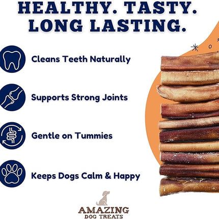 Amazing Dog Treats - 6 Inch Medium Size Bully Sticks (25 Count) - Bulk Bully Sticks for Dogs - No Hide Bully Stick Dog Bones