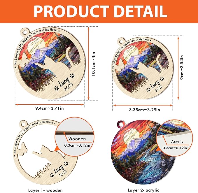 Personalized cat Memorial Ornament, Memorial Gifts for Loss of cat, pet Lovers Gifts 03