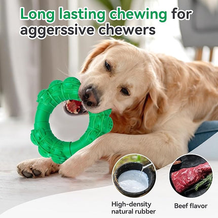 Indestructible Dog Chew Toys for Aggressive Chewers, Super Dog Chewer Toys for Medium Large Dogs, Interactive Dogs Ring Toy, Heavy Duty Teething Toys