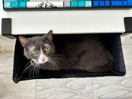 Cat Desk Bed - Hammock for Keeping Cat or Pet Off Desk - Save Space While Work or Gaming - Mount is Included (Black)