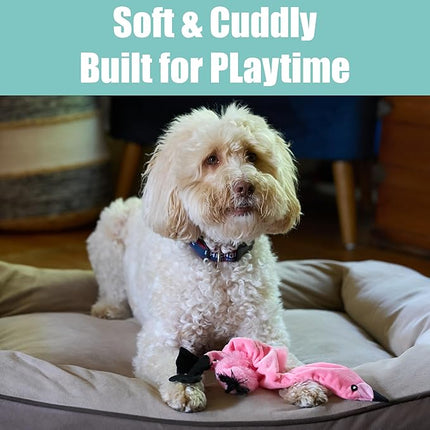 SPOT Skinneeez Flamingo 19 Inch Stuffing-Free Plush Dog Toy with Dual Squeakers – Long Interactive Chew Toy for Medium and Large Dogs – Mess-Free Play for Light & Moderate Chewers
