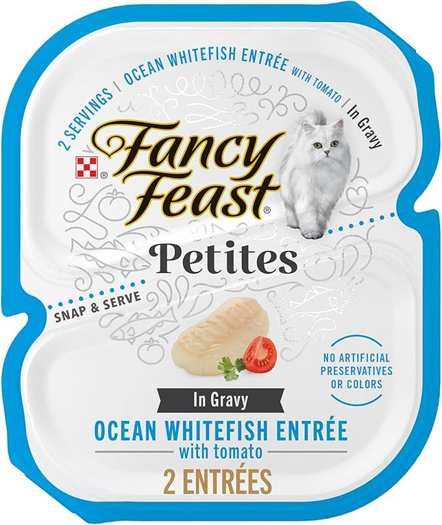 Purina Fancy Feast Petites Ocean Whitefish Entree With Tomato in Gravy Gourmet Wet Cat Food - (Pack of 12) 2.8 oz. Tubs