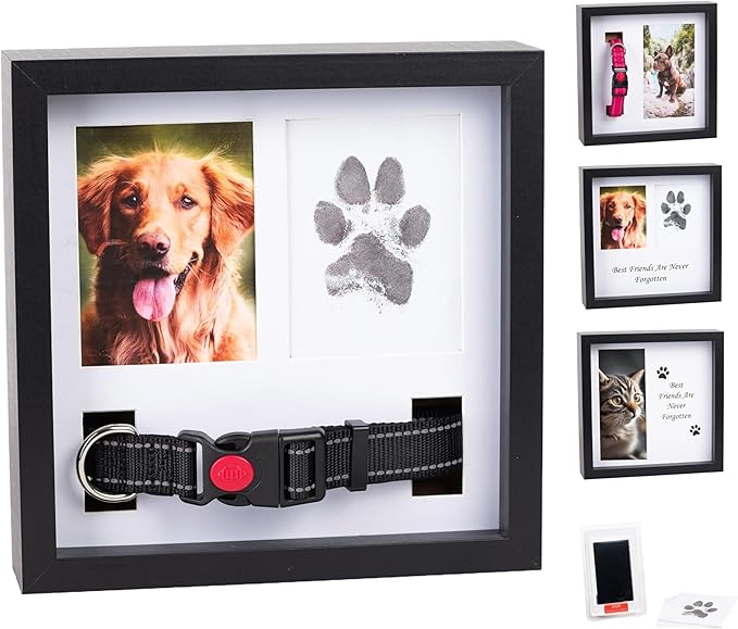 Memorial Picture Frame, 4 Customizable Displays, 9x9, Paw Print Kit for Dogs, Dog Memorial Gifts for Loss of Dog, Loss of Pet Sympathy Gift, Pet Paw Print Impression Kit