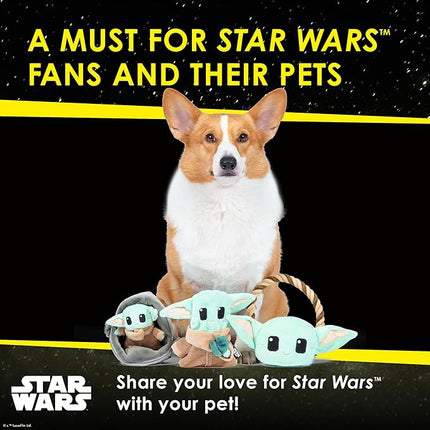 STAR WARS for Pets GROGU 3 Piece Collection - Cradle Plush, Flattie, and Rope Ring Dog Toys - Fabric Squeaky Plushes for All Dogs, Officially Licensed