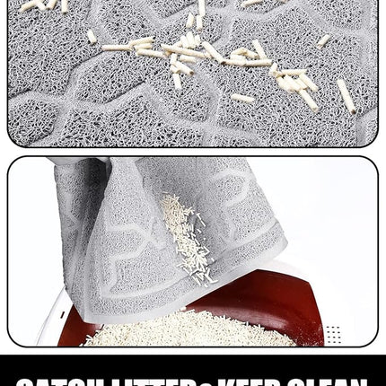 Yimobra Cat Litter Mat, 24"x20" Litter Mat with Litter Lock Mesh, Soft Cat Litter Mat Litter Trapping Mat, Easy to Clean, Non-Slip, Water Resistant, Litter Free Floors, Grey