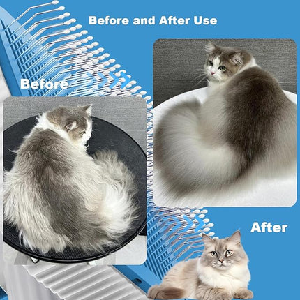 Cat brush, Cat Brush for Long or Short Haired Cats, Remove Loose Fur and Mats, Rounded Pins Reduces Painful Pulling, Not for Tangle and Curly Fur, Azure