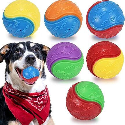 6Pcs Squeaky Dog Balls, Dog Toys Balls for Training, Tough Ball Toys for Dogs, Fit with Dog Ball Launcher, High Bouncy Dog Ball for Interactive Playing, Puppy Pet Chew Balls Teething Balls 2.5in