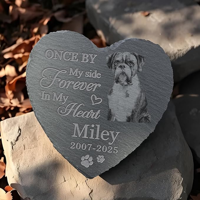 Personalized Pet Memorial Stone, Dog Memorial Gifts, Pet Loss Sympathy Gift, in Memory of Dog Cat - in My Heart（Heart）