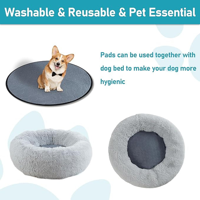 Washable Pee Pads for Dog, 2 Pack, 27.5 Inch Round, Reusable Puppy Pads with Quick Dry, Anti-Slip for Dogs, Cats & Whelping