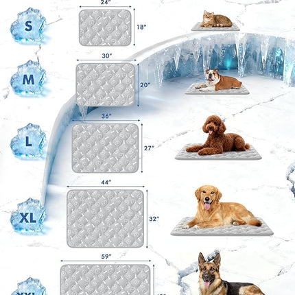 Rywell Dog Cooling Mat 2.0, Elegant Grey, 44 * 32 Thickened Cooling Pad for Extra Large Dogs, Internal Waterproof & Endothermic Color-Changing Arc-Chill Cool Fiber(Q-Max>0.5) for Summer
