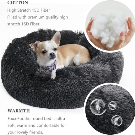 nononfish Puppy Beds for Small Dogs Washable 19" Black Calming and Anxiety Pet Beds Fluffy and Plush Durable Small Dog Bed