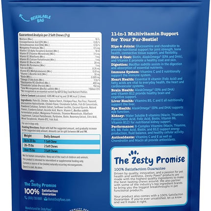 Zesty Paws Senior Dog Multivitamin Treats - Glucosamine for Dogs + Digestive Enzymes & Probiotics - Grain Free Dog Vitamins and Supplements for Skin & Coat + Immune Health Chicken - Advanced - 60ct