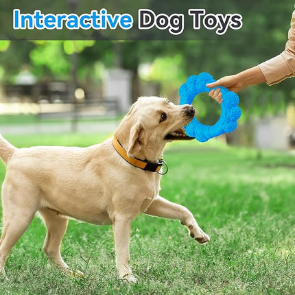 Indestructible Dog Chew Ring Toys for Aggressive Chewers, Super Chewer Toy for Medium Large Dogs, Puppy Teething Rings for Relax, Interactive Dogs Toy, Heavy Duty Dog Teething Toys