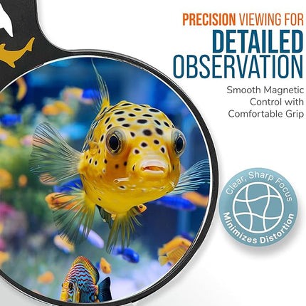 Flipper DeepSee 5" Magnetic Aquarium Viewer – Optical-Grade Magnifying Lens for Glass & Acrylic Tanks up to 5/8" Thick – Hands-Free Underwater Viewing for Fish, Corals & Aquarium Photography – Black