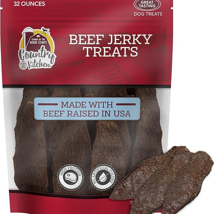 Country Kitchen Beef Jerky Tender Dog Treats, Made with Real Beef, High Protein, Low Fat, No Artificial Colors, 32 oz