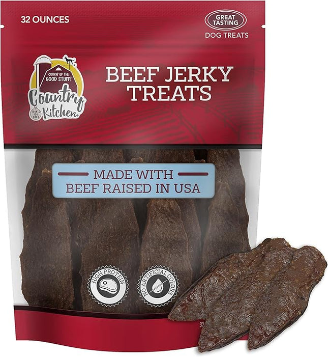 Country Kitchen Beef Jerky Tender Dog Treats, Made with Real Beef, High Protein, Low Fat, No Artificial Colors, 32 oz