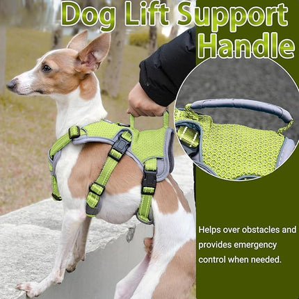 BELPRO Multi-Use Support Dog Harness, Escape Proof No Pull Reflective Adjustable Vest with Durable Handle, Dog Walking Harness for Big/Active Dogs (Green, L)