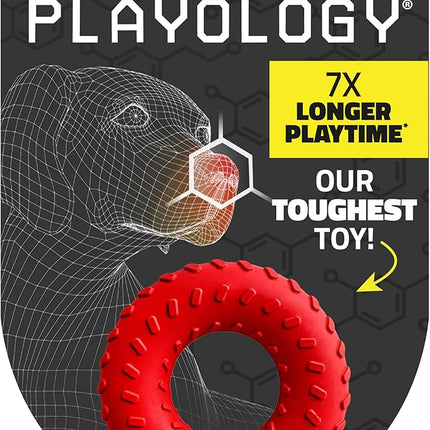 Playology Dog Toys | Dual Layer Ring Durable Chew Toy for Aggressive Chewers | Medium Beef Scented Toy - Easy to Clean and Made from Non Toxic Materials