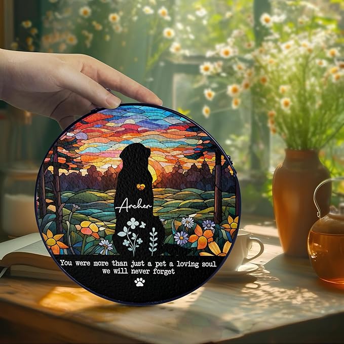 Gabita Custom Dog Portrait Stained Glass Window Hanging Light Catcher V1, Pet Memorial Stained Glass Photo, Dog Memorial Gift Pet Loss Sympathy Gift