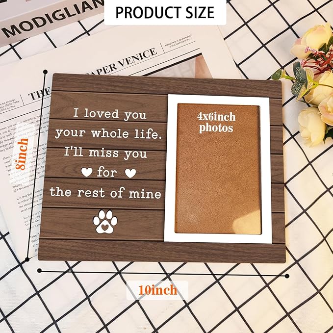 Pet Memorial Picture Frame, Pet Picture Frame Cats or Dogs Frame, Memorial Pet Loss Photo Frame, Pet Loss Sympathy Gift for Pet Owner, I'll Miss You for the Rest of Mine,4x6Inch Photo