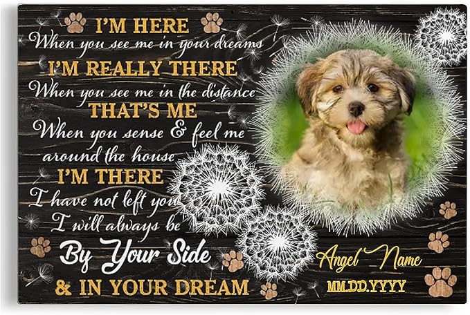 Dem Canvas Personalized Photo Canvas Prints, Dog Loss Gifts, By Your Side, Pet Memorial Gifts, Dog Death Sympathy Gifts, Dog Cat Passing Away Loss Gift Dog Grieving Gifts (12x08)
